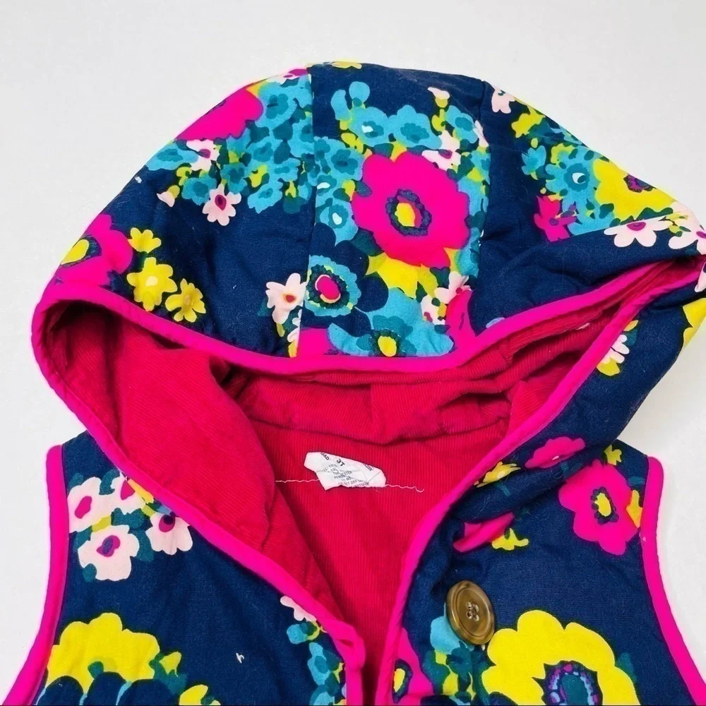 Genuine Kids By Oshkosh B’Gosh Flower Hooded Reversible Vest